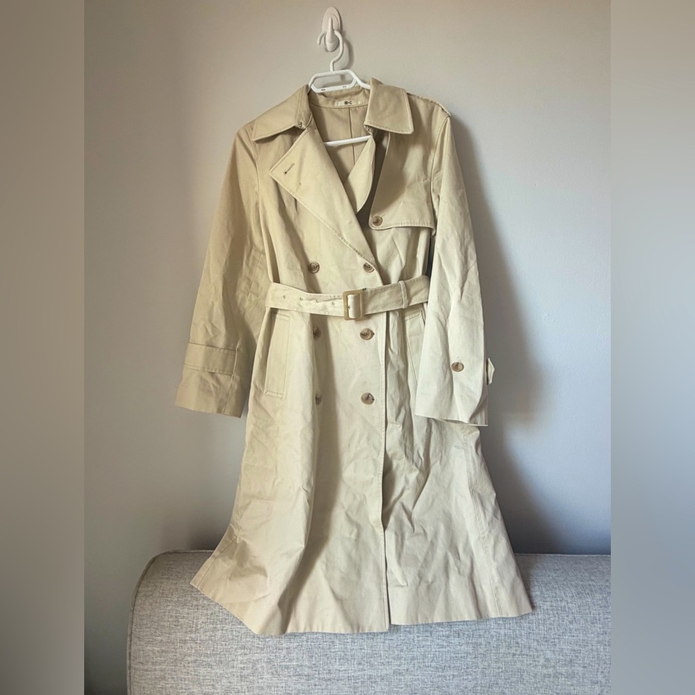 limited edition beige trench coat double breast button belt